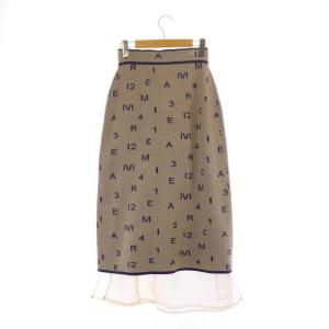 Ameri VINTAGE AMERI PASS CODE RETRO KNIT SKIRT ロング 総柄 ベージュ パープル