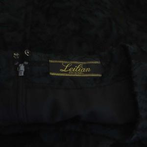 Leilian ジャガード ワンピース ひざ丈 半袖 9 黒 ブラック