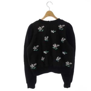 Chesty 21AW カットソー 長袖 プルオーバー 切替 花刺繍 クルーネック 1 ブラック