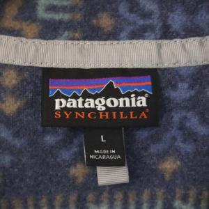 Patagonia 総柄 フリース プルオーバー ジャケット 長袖 Ｌ ネイビー ブラウン グリーン