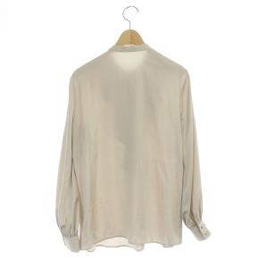 ANAYI 21AW サテンアムンゼンフリル ブラウス 長袖 バンドカラー 38 ベージュ
