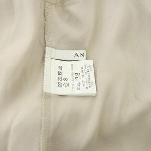 ANAYI 21AW サテンアムンゼンフリル ブラウス 長袖 バンドカラー 38 ベージュ