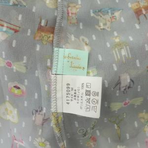 franche lippée おこのみ スタンドブラウス 七分袖 ギャザー プルオーバー 総柄 フリル M グレー