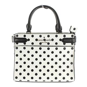 ステイシー スモール サッチェル ハンドバッグ ドット柄 黒 ブラック 白 ホワイト