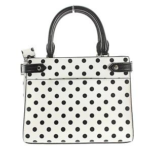 kate spade new york ステイシー スモール サッチェル ハンドバッグ ドット柄 黒 ブラック 白 ホワイト