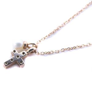 4℃ ネックレス ペンダント クロス パール K10 ゴールド
