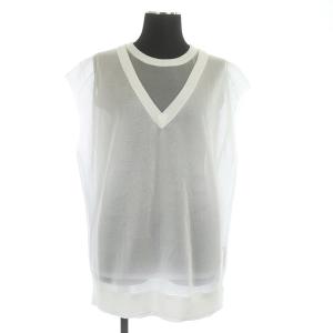 21SS LAME TANK VEST SET TOP ベスト タンクトップ 2点セット メッシュ シースルー 白 ホワイト