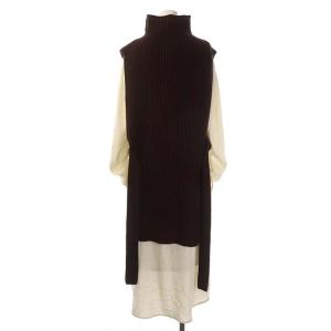 Ameri VINTAGE 20AW VEST LAYERED SHIRT DRESS 2点セット シャツワンピース ロング ベスト ニット インナー付き