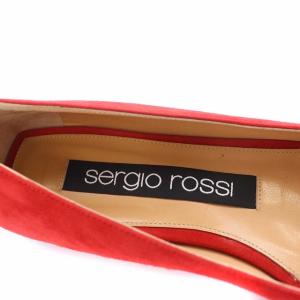 Sergio Rossi sr Milano Mia フラットパンプス スエード ポインテッドトゥ ベルトデザイン 36 レッド