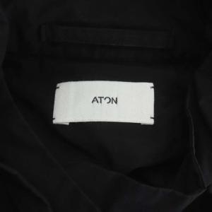 ATON × AMARC ロングトレンチコート スプリングコート リボンベルト付き F ブラック