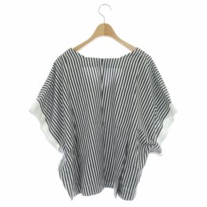 ISSEY MIYAKE 15SS ストライプ ポンチョ トップス カットソー プルオーバー 半袖 2 黒 白 ブラック ホワイト