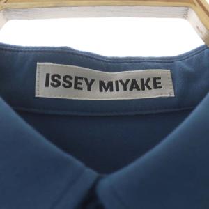 ISSEY MIYAKE 14AW スウェード調 シャツ ブラウス 長袖 2 ブルー ホワイト