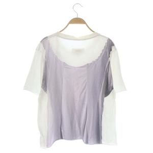 Martin Margiela MM6 コットン ランジェリープリント Tシャツ カットソー 半袖 M 白 グレー