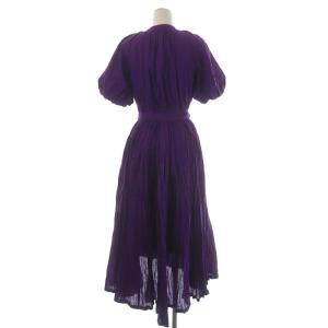 CASA FLINE LINENイレヘム 半袖ワンピース カシュクール ロング F 紫 パープル