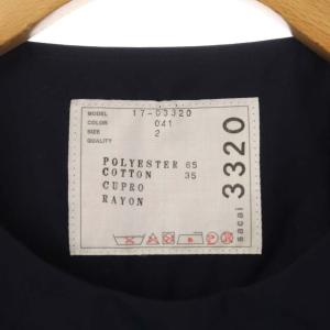 sacai 裾プリーツ レース カットソー ブラウス プルオーバー 半袖 2 ネイビー グリーン