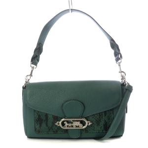 ジェイド ハンドバッグ ワンハンドル ショルダーバッグ 2way 馬車金具 レザー グリーン 91034