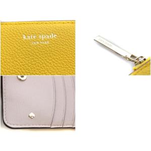 kate spade new york 21年製 財布 二つ折り L字ファスナー レザー イエロー PWRU7160