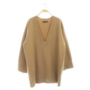 vingt-trois 21AW ボイルドウール 深V ニット チュニック 長袖 38 キャメル