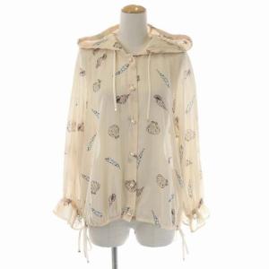 22SS シェルモチーフフーディー パーカー パールボタン シアー 長袖 36 ライトベージュ