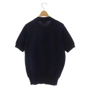 HYKE シルク コットン ショートスリーブニット カットソー 半袖 プルオーバー 2 ネイビー