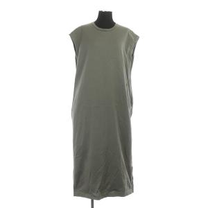 コットン天竺ノースリーブロングプルオーバー ワンピース 2 カーキ