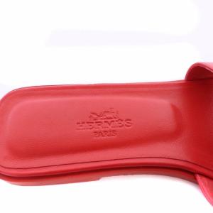 HERMES 141145Z ORAN フラットサンダル ミュール Hロゴ 36 赤