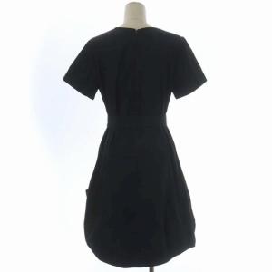 JIL SANDER ネイビー NAVY ベルト付きタックワンピース 膝丈 フレア タック 半袖 クルーネック 34 紺 ネイビー
