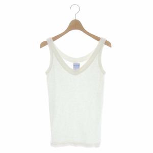 Supima Slub Tankタンクトップ カットソー Vネック XS 白 ホワイト