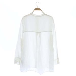 Plage 22SS Ramieコン sheer ブラウス シャツ シアー チュニック丈 ノーカラー 長袖 ラミー混 白 ホワイト