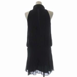 GRACE CONTINENTAL シルク ノースリーブビーズ付きワンピース ミニ フレア 切替 サテン 36 黒 ブラック