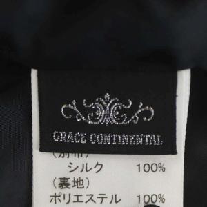 GRACE CONTINENTAL シルク ノースリーブビーズ付きワンピース ミニ フレア 切替 サテン 36 黒 ブラック