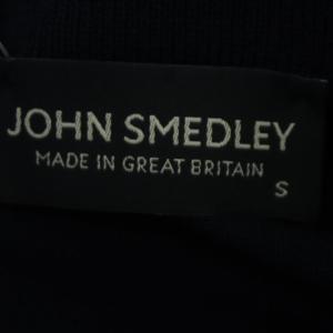 JOHN SMEDLEY ウール Vネック 長袖 ニット チュニック プルオーバー S ネイビー
