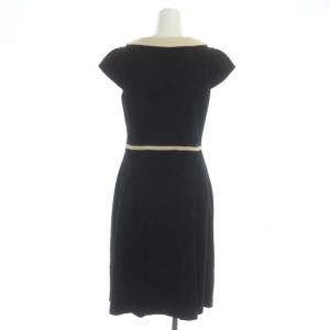 TOCCA リボン フレンチスリーブ ワンピース ひざ丈 0 黒 ブラック ベージュ