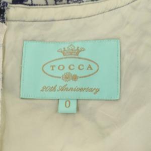 TOCCA 20th Anniversary 刺繍 総柄 ノースリーブ ワンピース ひざ丈 スクエアネック 0 オフホワイト マルチカラー