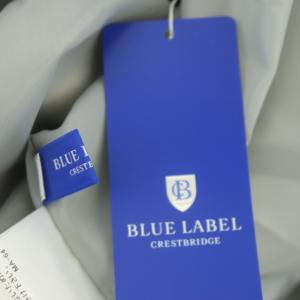 BLUE LABEL CRESTBRIDGE フレアスカート ひざ丈 チェック ベルトデザイン ウール 38 水色 グレー ベージュ