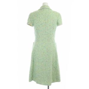 CHANEL 97P ココマーク ツイードワンピース キャミソールワンピース 38 ライトグリーン