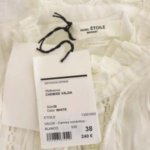 ISABEL MARANT ETOILE コットン フリル レース ブラウス シャツ 前開き 長袖 38 ホワイト