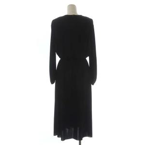 DRESSTERIOR トリアセテート混ドライワンピース ロング 長袖 ブラウジング ギャザー 36 ブラック