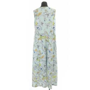 Diagram GRACE CONTINENTAL 22SS フラワーオーナメント ワンピース Vネック ノースリーブ ロング フレア 36 スカイブルー 白 黒