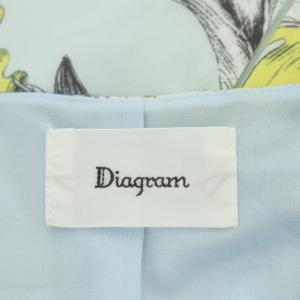 Diagram GRACE CONTINENTAL 22SS フラワーオーナメント ワンピース Vネック ノースリーブ ロング フレア 36 スカイブルー 白 黒