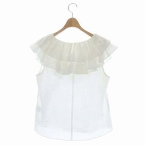 Grace Class タイプライターラッフルトップ ブラウス プルオーバー ノースリーブ フリル 38 白 ホワイト