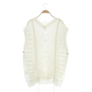 Ameri VINTAGE 2way shirring knit vest プルオーバー Vネック F ホワイト
