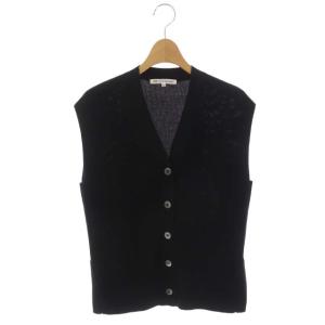 23区 vingt-trois コットンアセテートニットベスト 前開き Vネック 32 黒 ブラック