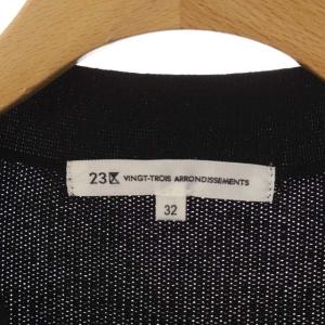 23区 vingt-trois コットンアセテートニットベスト 前開き Vネック 32 黒 ブラック