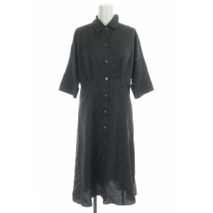 vingt-trois テンセルナイロンツイル ドルマンスリーブ ワンピース ロング 七分袖 前開き 32 チャコール