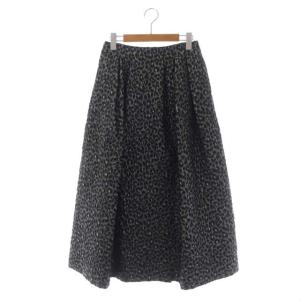 18AW フリンジ プリーツ ニット スカート ロング 無地 ウール F グレー