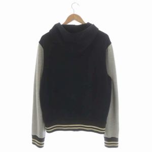 POLO RALPH LAUREN ワッペンスウェットスタジャン ブルゾン フード スナップボタン 裏起毛 M ブラック