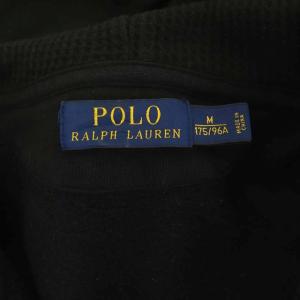 POLO RALPH LAUREN ワッペンスウェットスタジャン ブルゾン フード スナップボタン 裏起毛 M ブラック