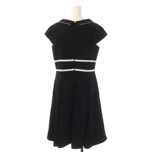 TOCCA 洗える LUMINOUS ドレス ワンピース ひざ丈 半袖 6 ブラック ホワイト