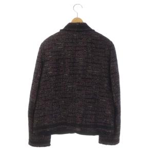 Leilian ウール ツイード フリンジジャケット 総裏地 ラメ 大きいサイズ 13+ ブラック マルチカラー